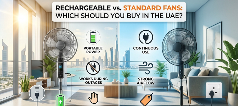 Rechargeable Pedestal Fan vs Standard Electric Fan- read on ritualx blog section