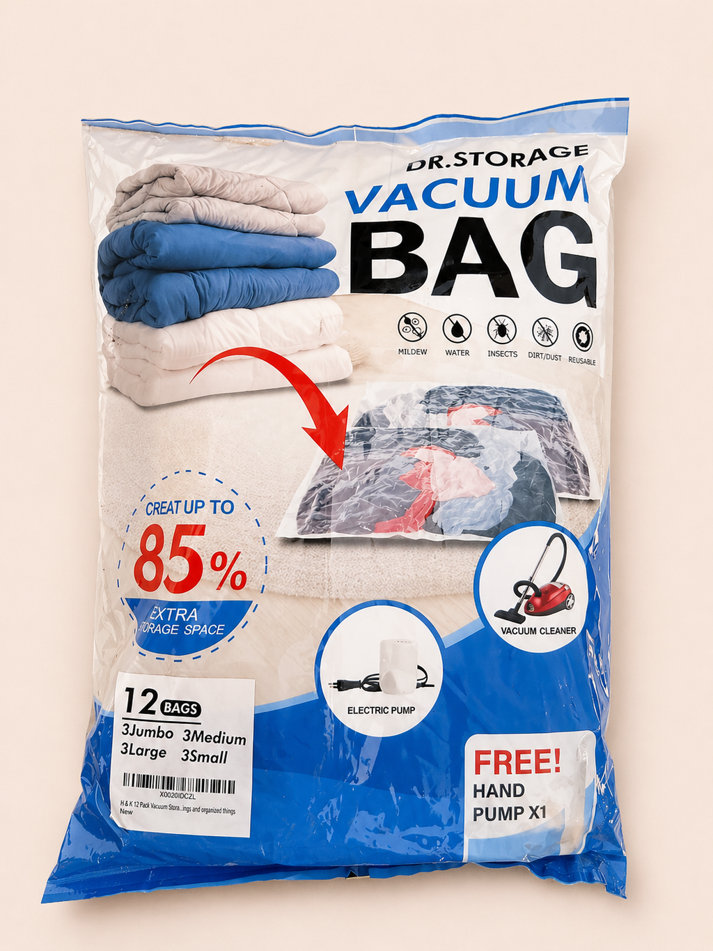 12PCS Vacuum Storage Bags Set – Jumbo Compression