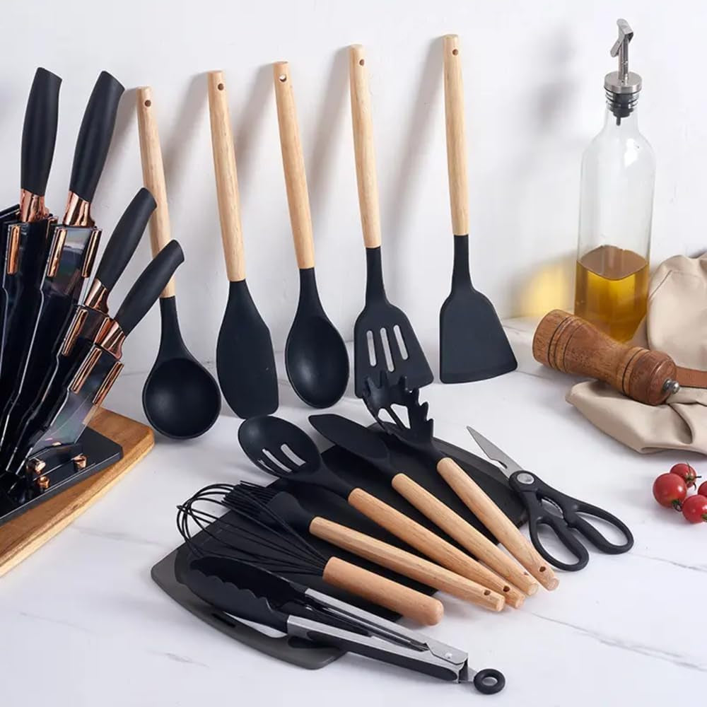 19-Piece Vegetable Slicer & Kitchen Utensil Set with Cutting Board open