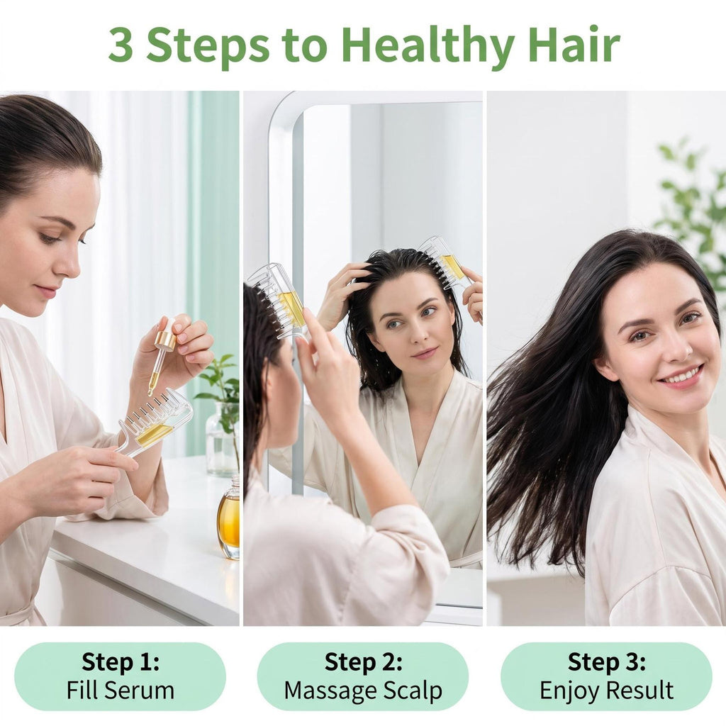 Wide-Tooth Liquid-Dispensing Comb for Hair Oil, Serum,Massage