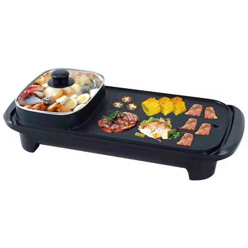 Multifunctional Electric BBQ Grill Pan & Hot Pot – Non-Stick Kebab Pan