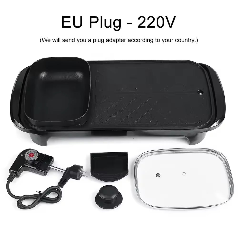 Multifunctional Electric BBQ Grill Pan & Hot Pot – Non-Stick Kebab Pan detail 1