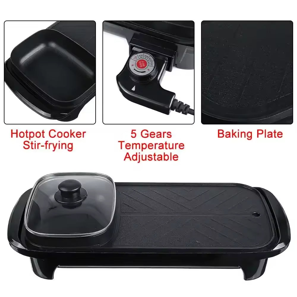 Multifunctional Electric BBQ Grill Pan & Hot Pot – Non-Stick Kebab Pan detail 2