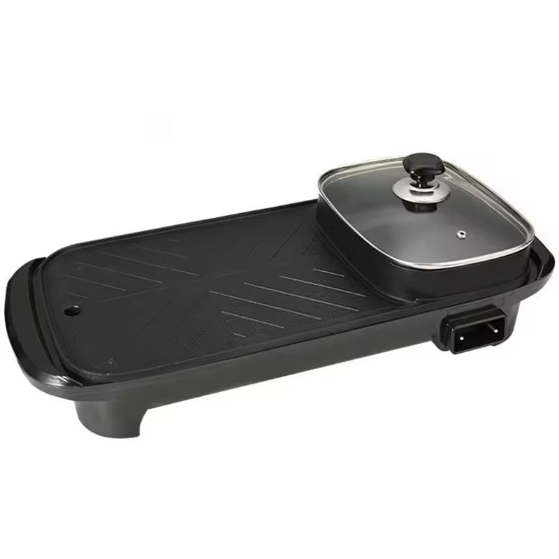 Multifunctional Electric BBQ Grill Pan & Hot Pot – Non-Stick Kebab Pan empty