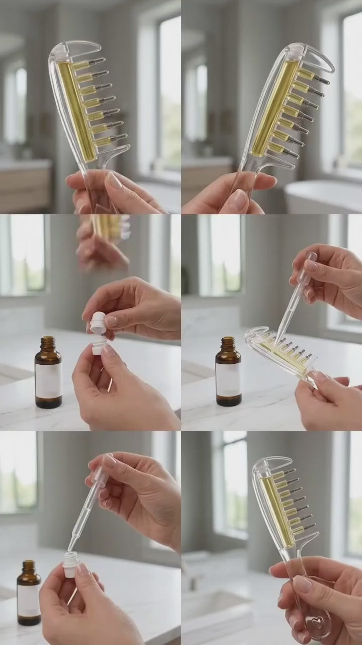 Wide-Tooth Liquid-Dispensing Comb for Hair Oil, Serum,Massage